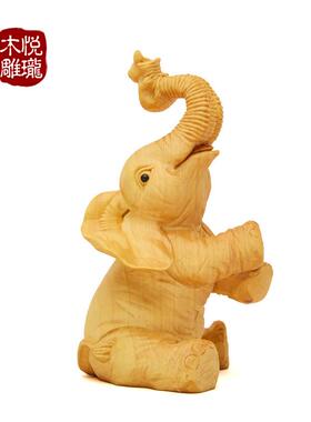 乐清黄杨木雕小象与考拉木质工艺品仿真创意礼品动物居家汽车摆件