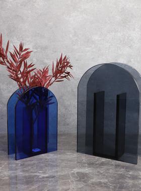 新中式玻璃花瓶样板房书房桌面客厅家居卧室餐厅玄关软装饰品摆件