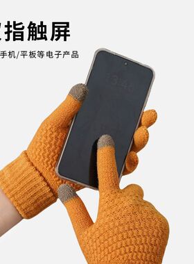 秋冬男女可爱触屏菠萝手套保暖防寒加绒情侣户外骑行五指保暖手套