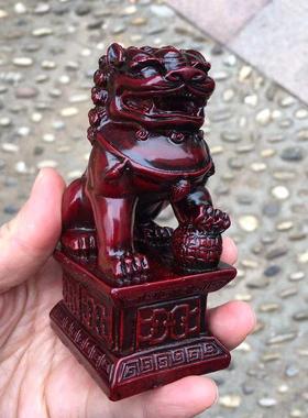 树脂双狮摆件立体狮子北京狮宫门狮公母一对家居客厅装饰品摆设