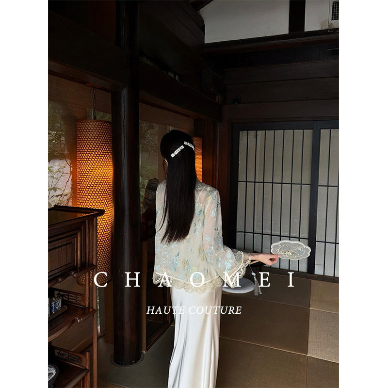 年终特惠【月中仙】新中式真丝绣花长袖外套+醋酸半身裙套装女,淘宝优惠券,粉丝福利购,淘宝优惠卷