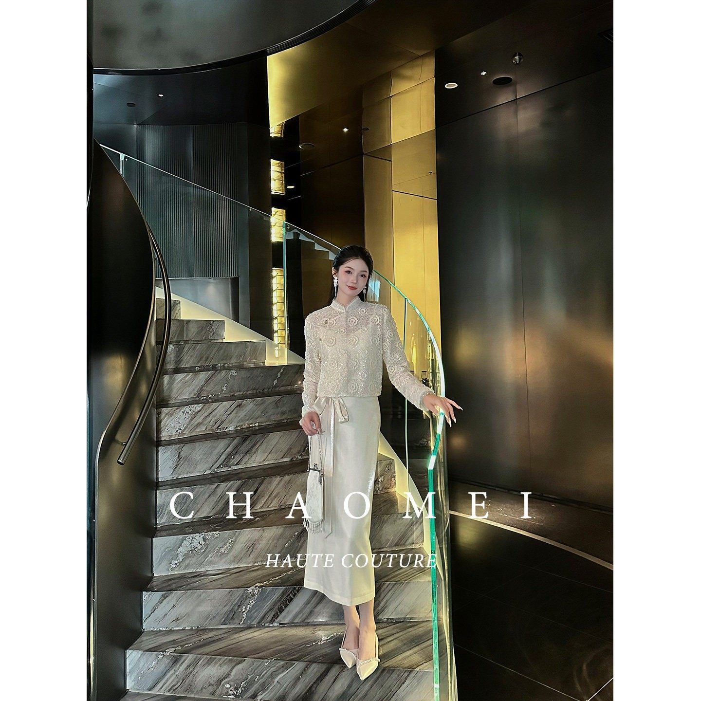 冯（CHAOMEI【月柔】新中式国风设计感女装立领纯棉上衣+半裙套装,淘宝优惠券,粉丝福利购,淘宝优惠卷