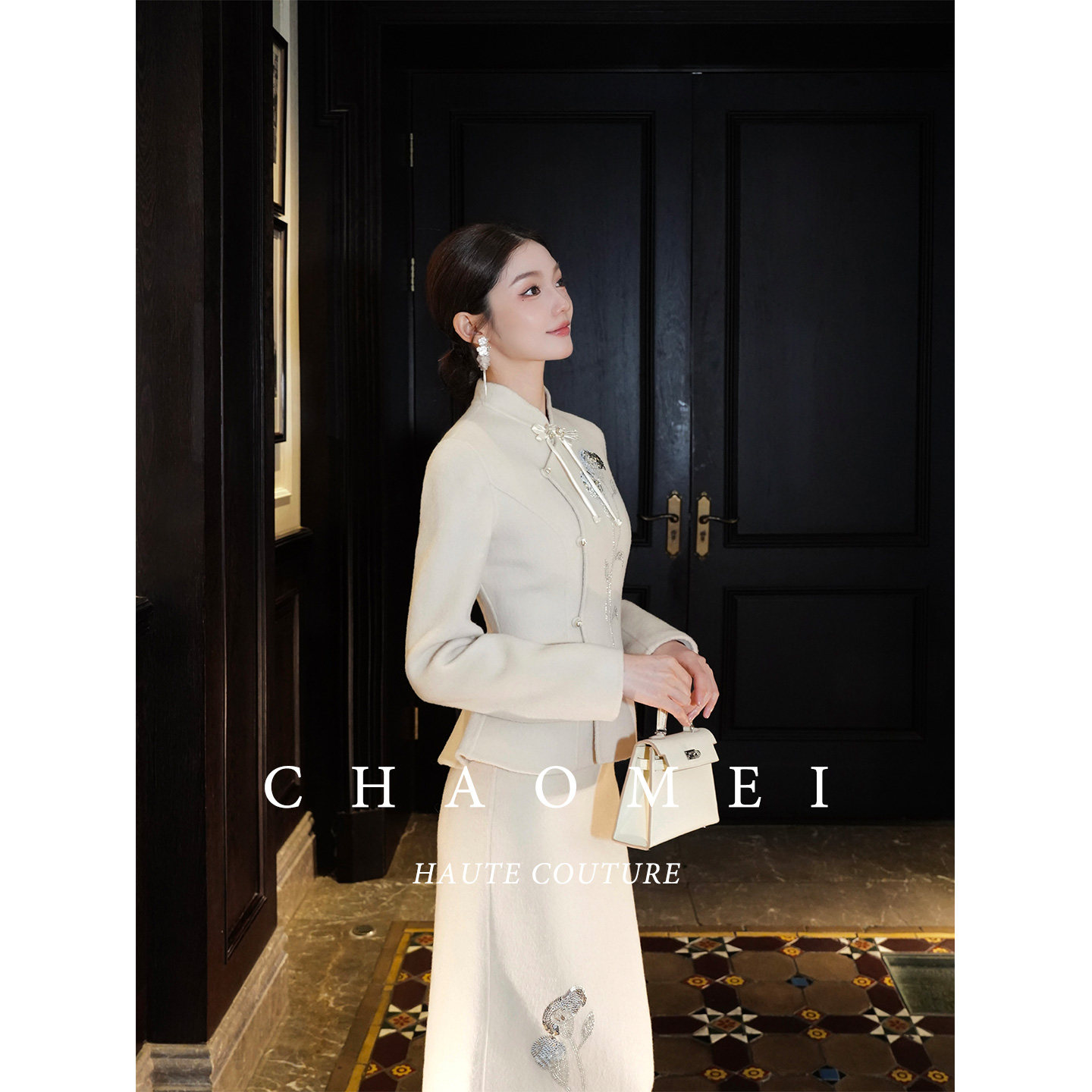 清仓特价【银华梦】新中式女装刺绣修身绵羊毛外套半裙套装,淘宝优惠券,粉丝福利购,淘宝优惠卷