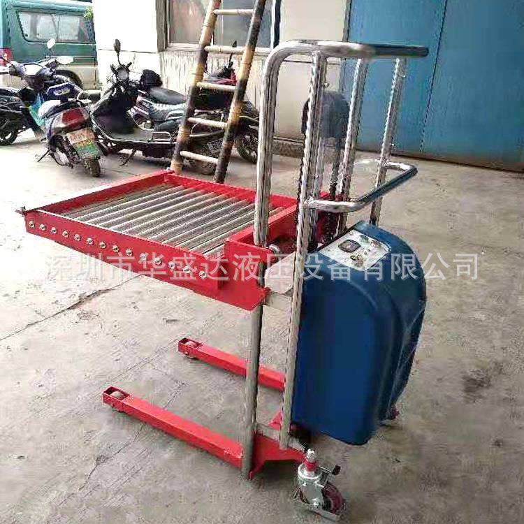 400kg轻型电动堆高车不锈钢迷你型升降车手推升高车小型电动叉车 - 图1