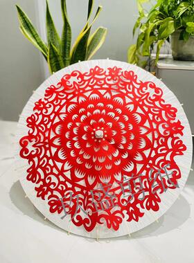 原创复杂伞面团花剪纸油纸伞大窗花手工作品35cm55cm80cm刻纸