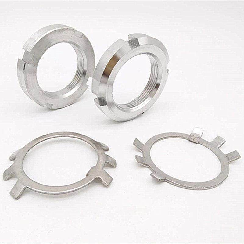 304/316L不锈钢开槽锁紧圆螺母GB812国标止退螺帽四槽并帽反牙 - 图2