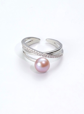 LADYB天然淡水珍珠戒指开口指环