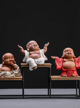 弥勒佛摆件客厅家居电视柜招财小号禅意装饰工艺品大肚笑佛像车载