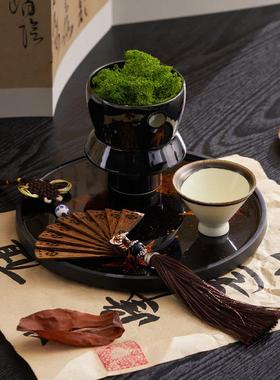 宫廷古装剧复古中式甜点台托盘茶具杯盏烛台美陈场景布置装饰摆件