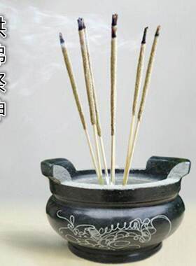 石雕香炉石头精美香炉 吉祥如意香炉青石石雕圆形带耳朵25CM香炉