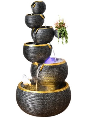 简约客厅流水喷泉摆件叠水鱼池欧式落地招财水景酒店前台装饰品