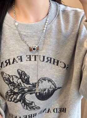 复古记忆棕色胶卷相机胶片项链秋冬新款长款毛衣调节