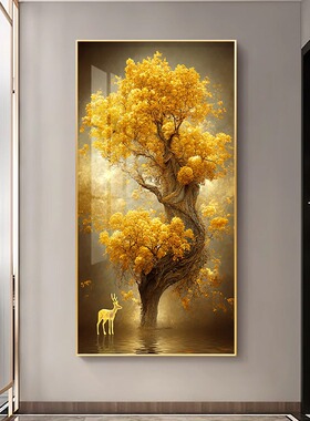 发财树入门玄关装饰画高端走廊过道大气好寓意挂画现代简约新壁画