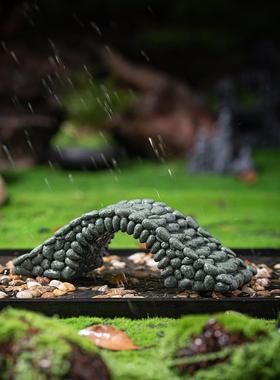 中式彷真石桥小桥流水造景摆件拱桥假山鱼缸微景观沙盘桌面装饰品