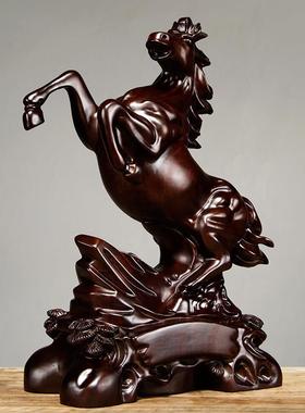 黑檀木马到成功雕刻摆件家居客厅办公室实木马装饰工艺品开业送礼