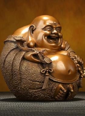 紫铜弥勒佛像摆件大肚弥勒中式客厅办公室装饰品摆设开业乔迁礼品