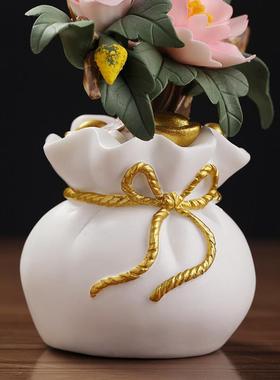 东方泥土《代代有钱》新中式招财陶瓷花家饰摆件客厅办公室装饰品