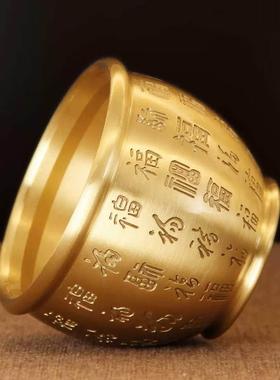 百福铜缸招财进宝聚宝盆纯黄铜米缸客厅摆件家居特大号聚财存钱罐