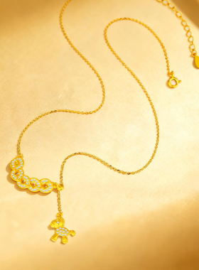 金六福吉祥S925银五帝钱碎冰冰小马吊坠女款轻奢银饰项链送女友