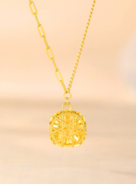 金六福吉祥花丝小方糖项链上新