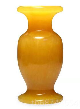 正品玉花石瓶摆件黄玉瓶雕刻工艺品客厅玄家居装饰花瓶乔迁居新关