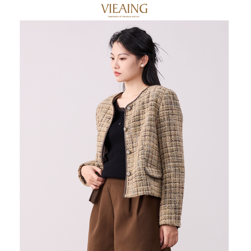 VIEA.ING薇迎2025秋金丝编织百搭小香风短外套女 - 图2