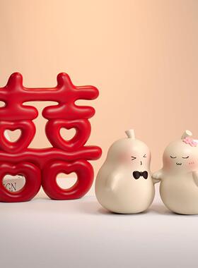 永不分离梨子结婚摆件婚房桌面装饰品送新人闺蜜新婚礼物高级实用