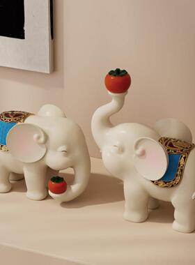 寓意招财大象摆饰高档搬家乔迁新居礼物轻奢创意古风客厅酒柜装饰