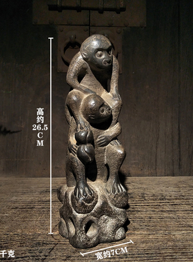 仿古石雕青石民俗怀旧辈辈封侯拴马桩中式复古摆设摆件收藏品包邮