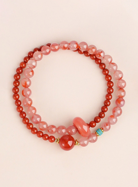 杭州文创 招财南红玛瑙手串女款天然水晶转运手链本命年礼物灵隐