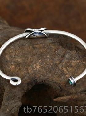 正品纯牛钝NW日松本匠人手镯19世纪流浪 者币摩根银币石手镯925银