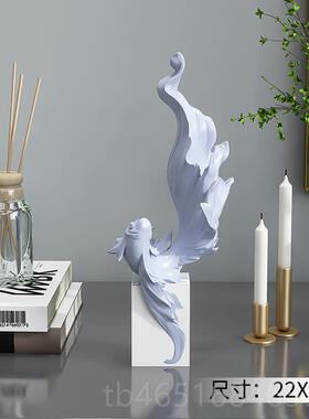 高档年年有厅余桌面家摆件客电视柜酒轻奢艺术居饰品锦鲤柜乔迁礼