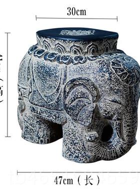 高档中式别墅庭院仿古禅餐摆件大板支架桌脚新腿意办公室大象承重