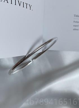 高档作一十七手 999足银 小众复古平国风安乐 简约开口纯银喜实心