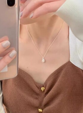 天然珍珠925银项链女款小众设计ins简约颈链珍珠吊坠高级感锁骨链
