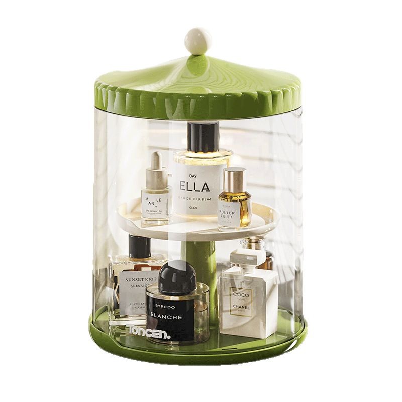 Household storage box living room transparent rotating display rack bedroom dust-proof toy storage storage box hand-made storage box