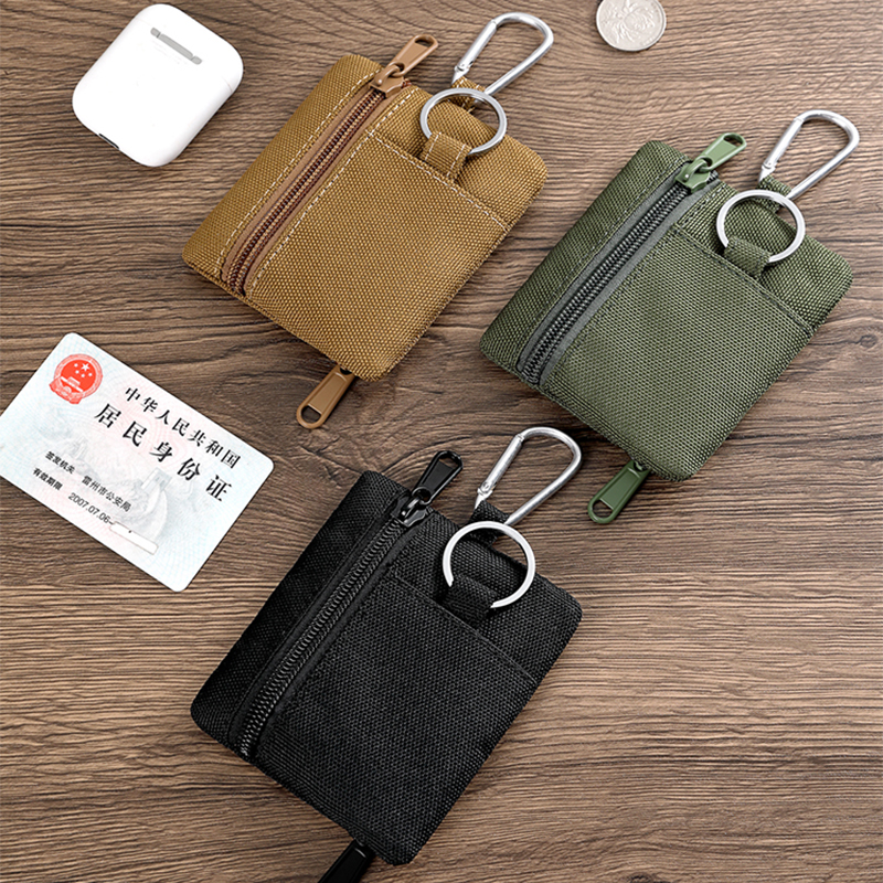 潮牌日系迷你零钱包卡包帆布小钱包拉链青年户外运动收纳包小挂包 - 图1
