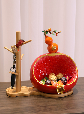 创意中式石榴入户玄关钥匙收纳摆件客H厅进门鞋柜葫芦乔迁新居礼