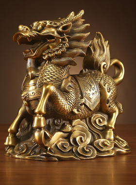 铜欣祥 纯铜麒麟摆件一对家居装饰品G客厅玄关办公室电视柜工艺品