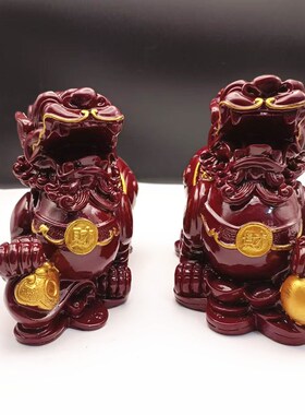 朱砂红色貔貅摆件公母一对招财旺财聚财客厅家用办公室皮丘貔犰