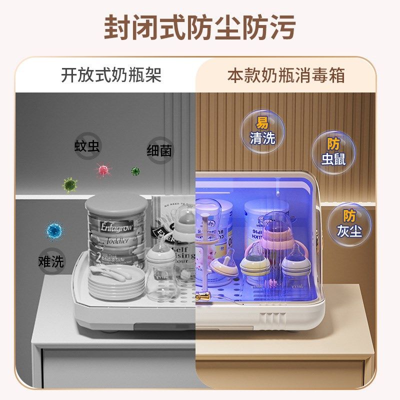 宝宝奶瓶收纳盒带盖收纳箱沥水防尘婴儿专用辅食餐具工具置物架盒,淘宝优惠券,粉丝福利购,淘宝优惠卷