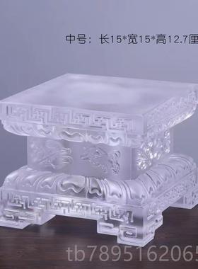 高档琉璃正方莲花台八吉祥佛像底座形摆件药师佛观加音家高供奉寺