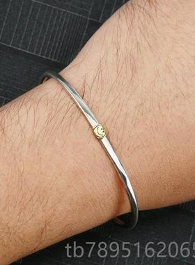 高档钝精工 a手mp Japan经典笑女牛脸手镯纯银925男情侣手环链细