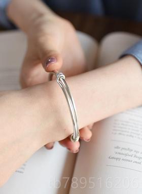 高档99女纯银手原创文艺螺旋口圆镯9送友送闺蜜礼物