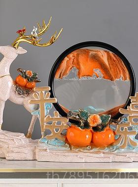 高档流沙酒摆件事事如意平安喜乐装创意鹿日常送画礼玄关柜电视柜