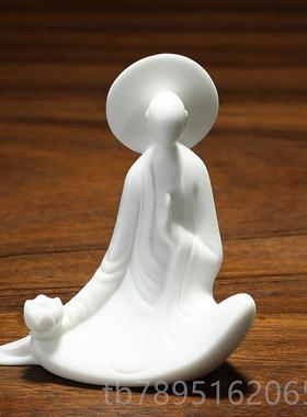 高档创意陶人物摆件业中式客司厅书房办公室桌瓷面装饰摆设品公开