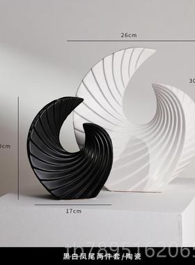 高档诚艺黑白艺术摆件厅酒客柜家居室软装饰品办公奢现代电视柜轻