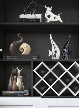 正品软装摆件艺术电创艺意家居代简约陶瓷玄关客厅现视柜酒柜工装