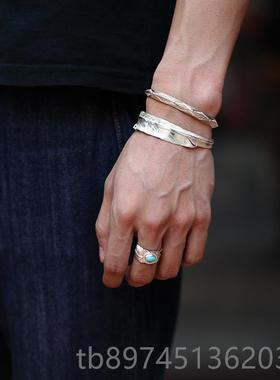 正品偶屿性升腾羽系列925羽纯银鹰羽口毛手镯原创手工个开镯可调