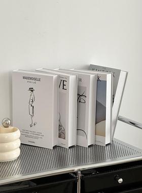 现代假书摆件北欧轻奢仿真书客厅家居店铺装饰品拍照道具书壳盒子